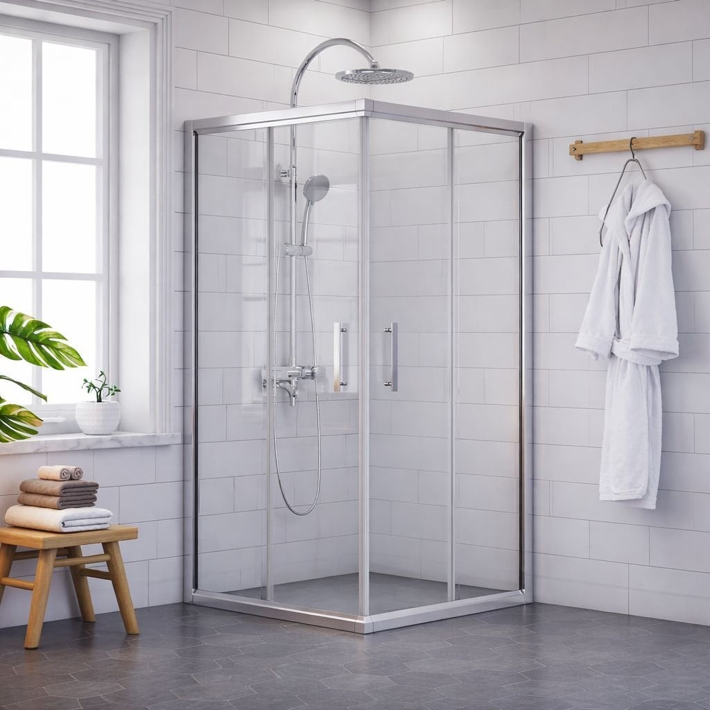 Kare ve Dikdörtgen Duşakabin Teknesiz 110x110 Cm - Şeffaf Cam