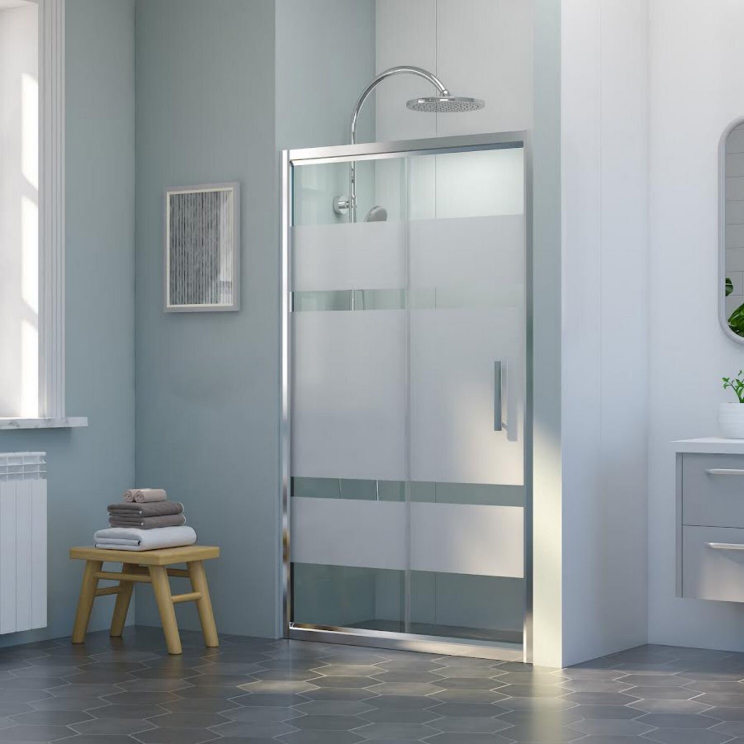 Nova Velox İki Duvar Arası 1 Sabit 1 Sürgü Duşakabin