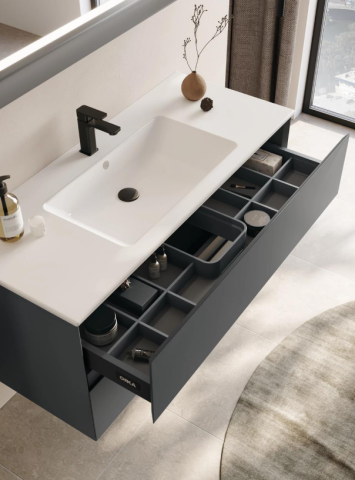 Orka Nest 120 cm Mat Antrasit Banyo Dolabı Takımı