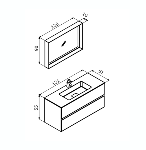 Orka Nest 120 cm Mat Antrasit Banyo Dolabı Takımı