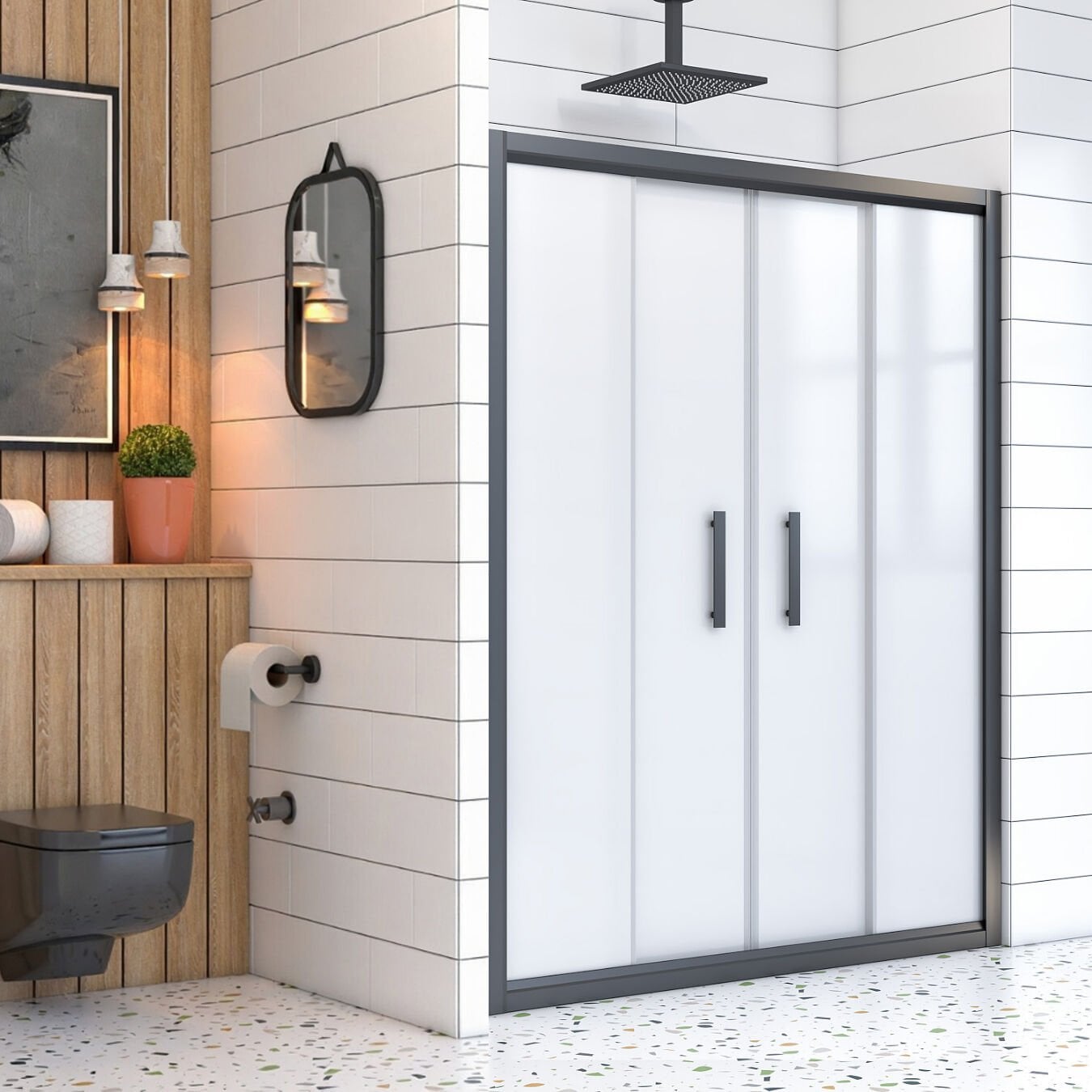 Mira Delta Orta Açılır 2 Sabit 2 Sürgü Duşakabin