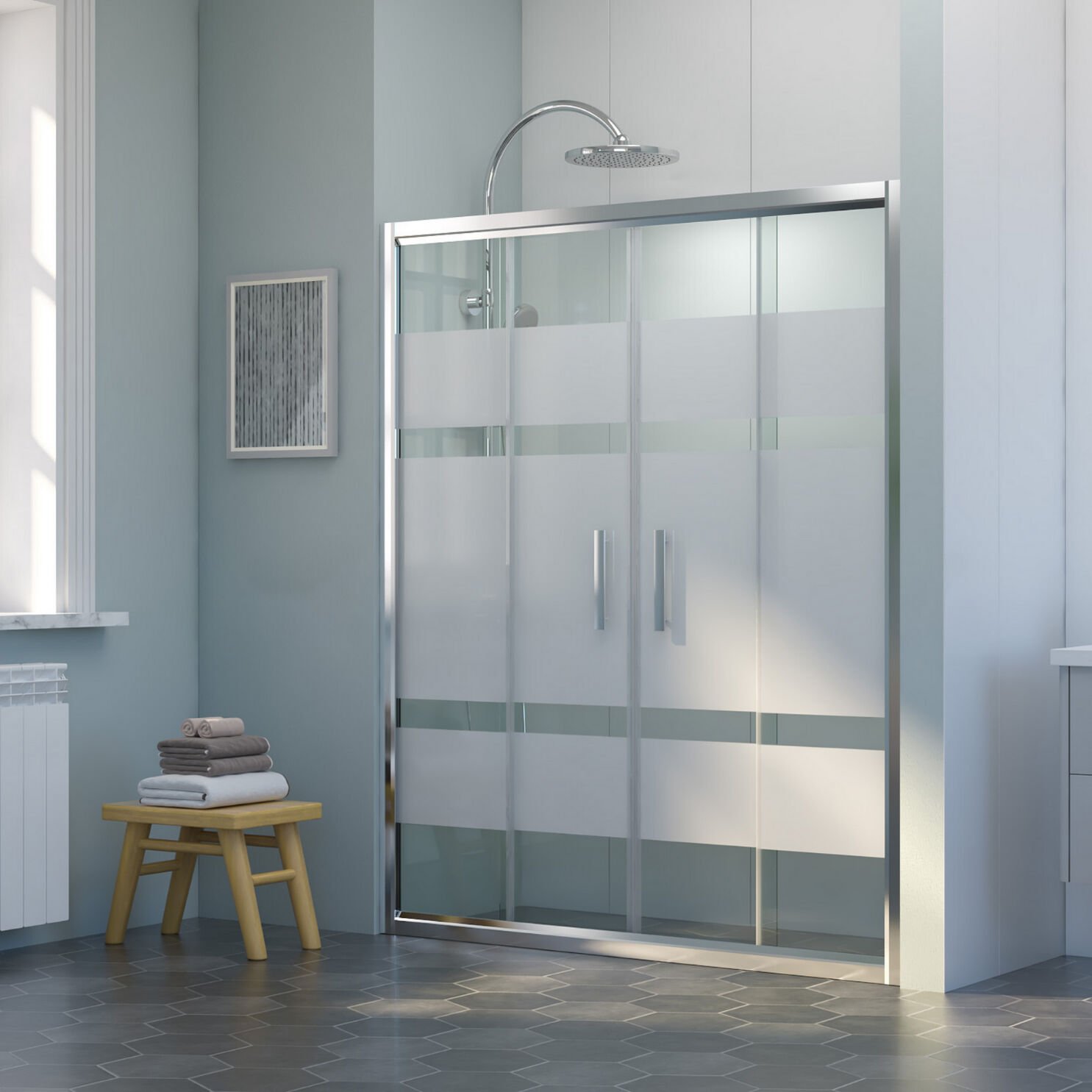 Nova Velox Orta Açılır 2 Sabit 2 Sürgü Duşakabin