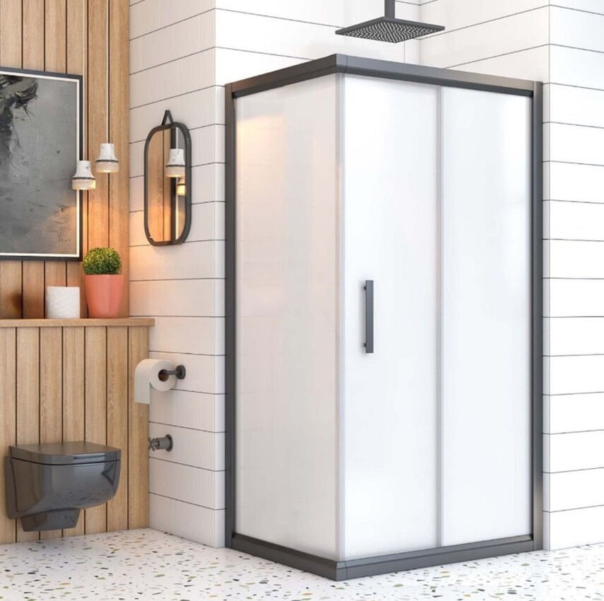 Siyah Sabit Panelli Dikdörtgen Duşakabin (5)