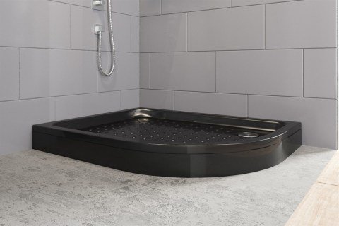 Siyah Asimetrik Oval Duş Teknesi Sol 80x100 Cm