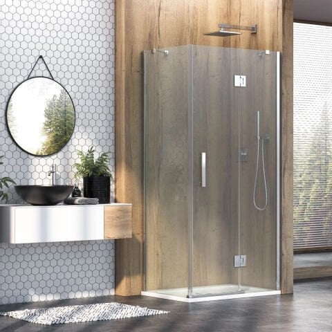 Aura Luman Menteşeli Köşe Açılır 1 Sabit 1 Açılır Yan Panelli Duşakabin