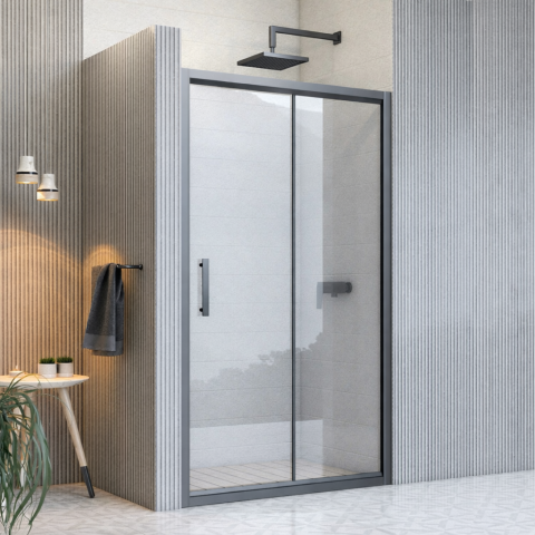 Sürgülü Tek Kapılı Siyah Duşakabin