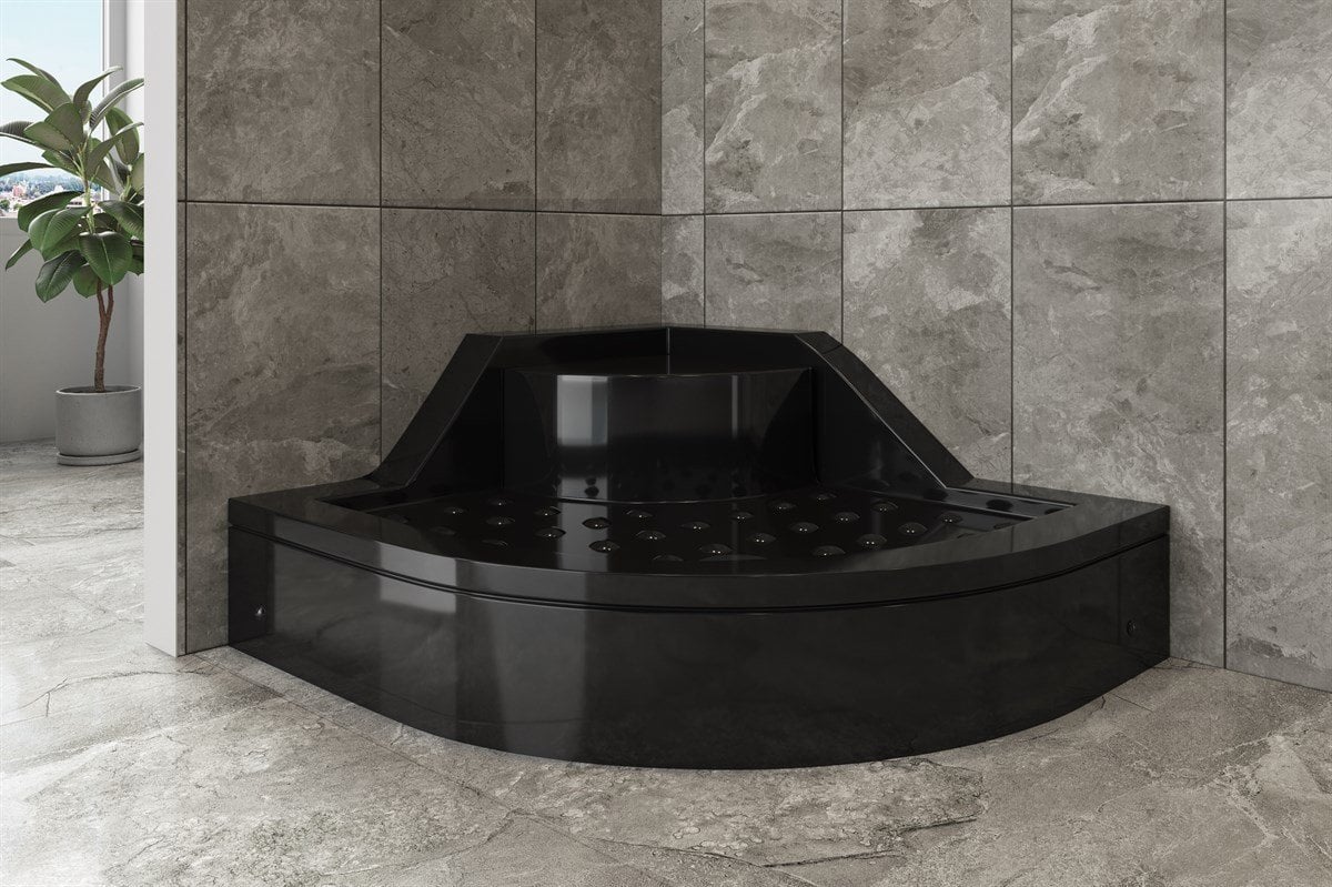 Siyah Oval Oturmalı Duş Teknesi