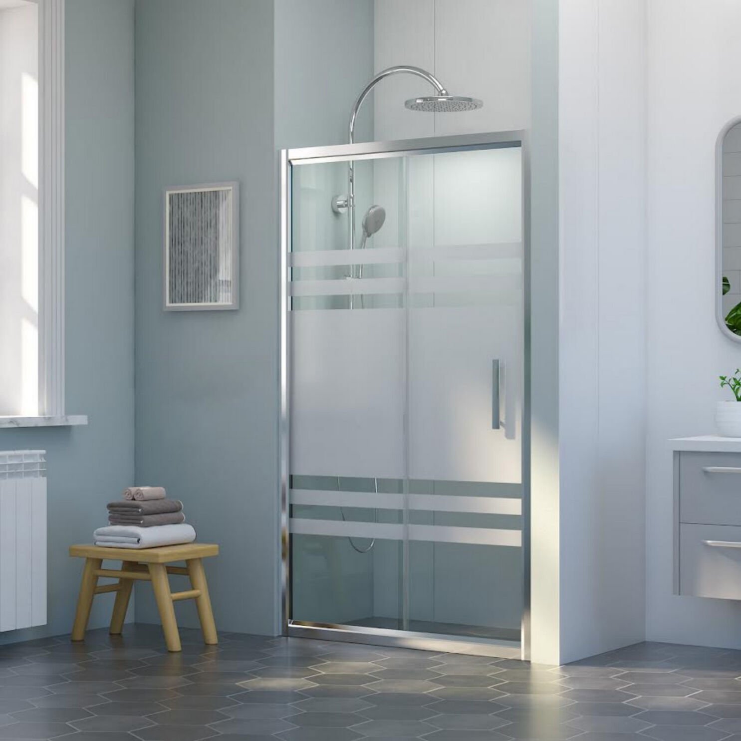 Nova Prisma İki Duvar Arası 1 Sabit 1 Sürgü Duşakabin