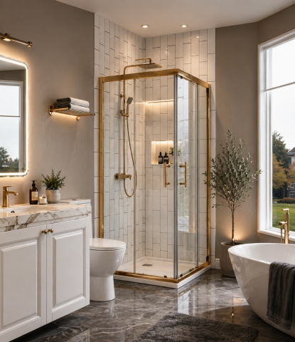 Bronz Kare ve Dikdörtgen Duşakabin Teknesiz