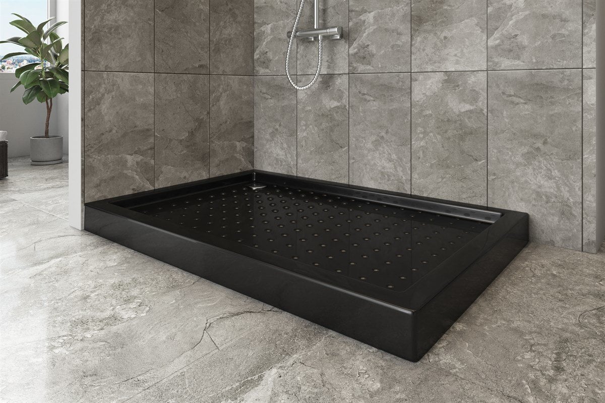 Siyah Dikdörtgen Monoblok Duş Teknesi 90x120 Cm