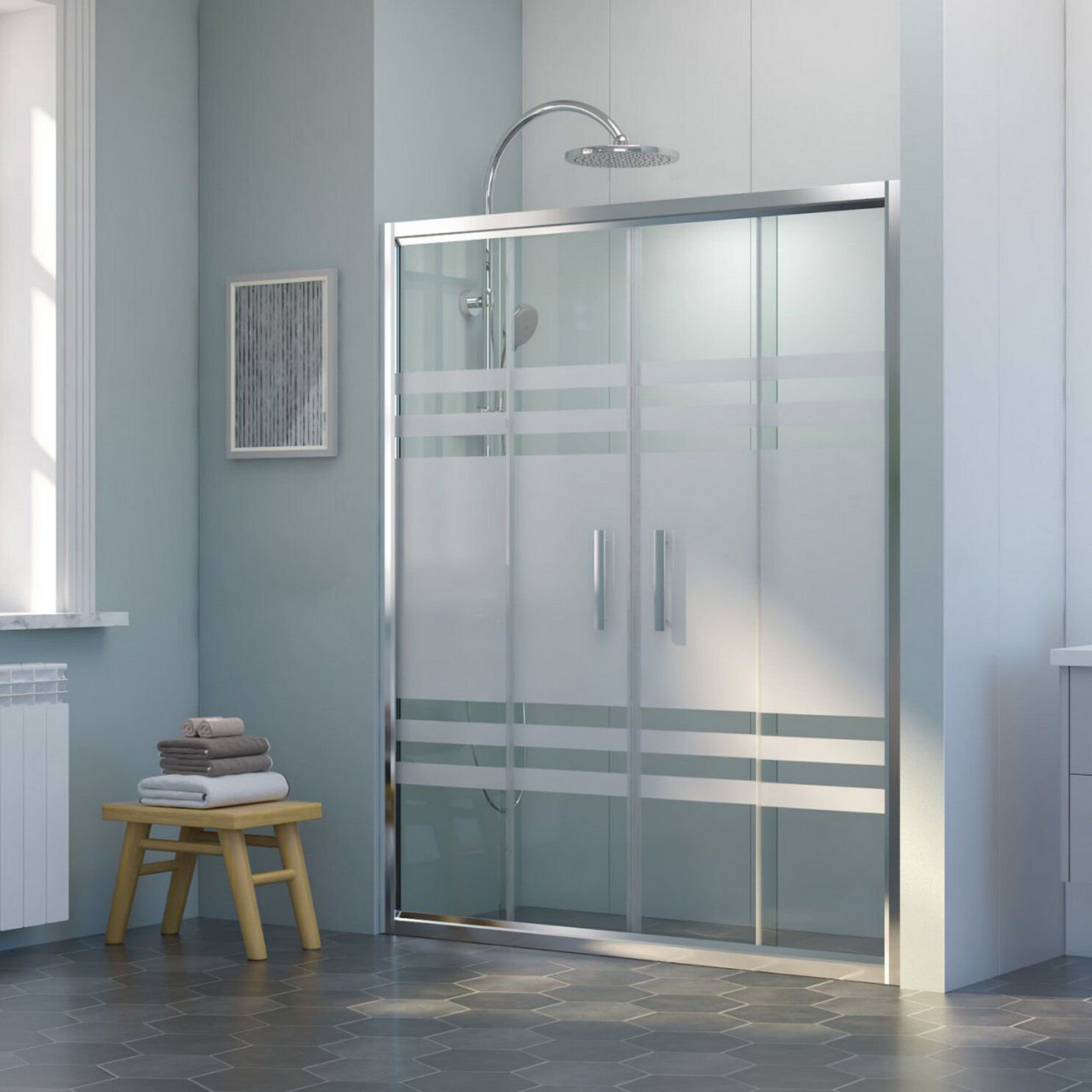 Nova Prisma Orta Açılır 2 Sabit 2 Sürgü Duşakabin