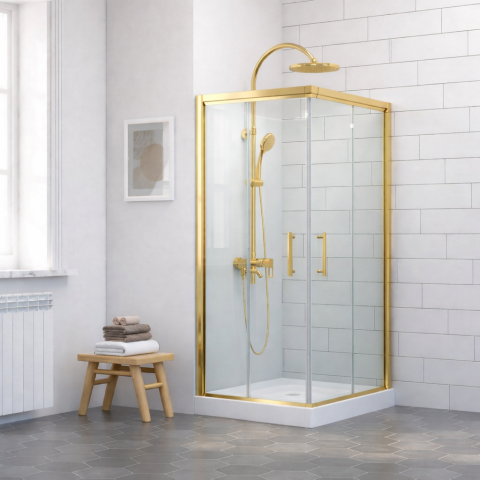 Altın Sarı Kare Duşakabin 5mm