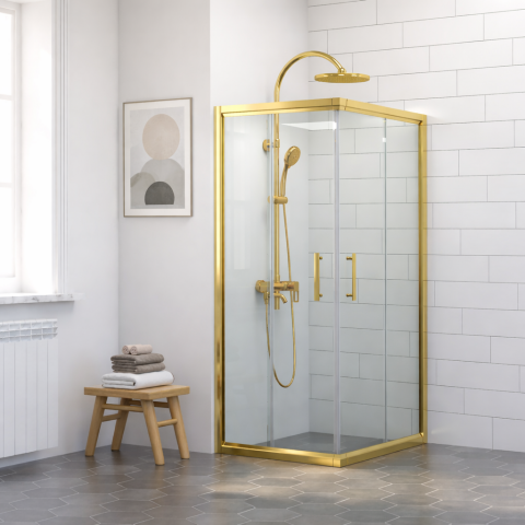 Altın Sarı Kare Duşakabin 5mm