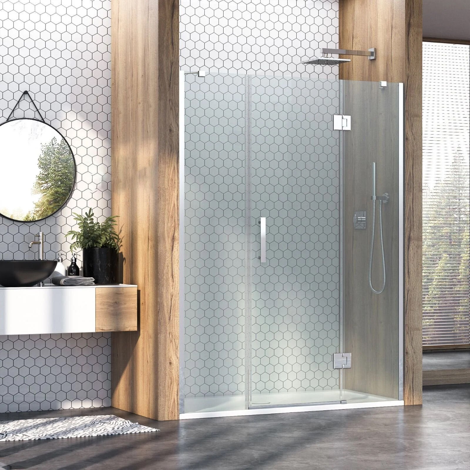 Aura Luman Lüx Menteşeli İki Duvar Arası 2 Sabit 1 Açılır Duşakabin