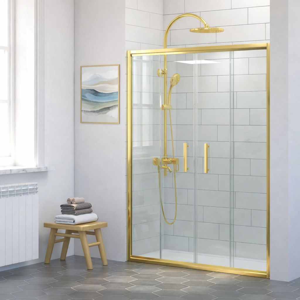 Altın Sarı Duş Üstü İki Kapılı Duşakabin