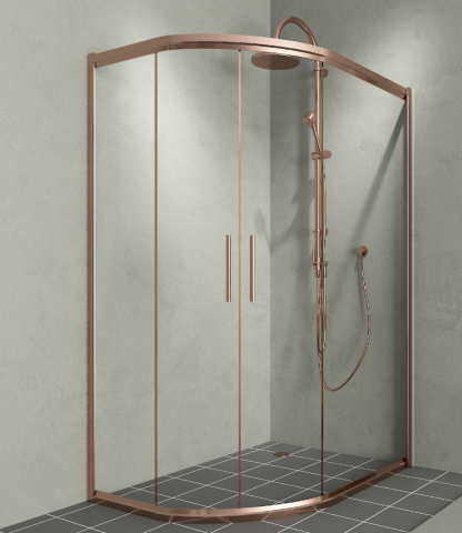 Bakır Asimetrik Oval Duşakabin