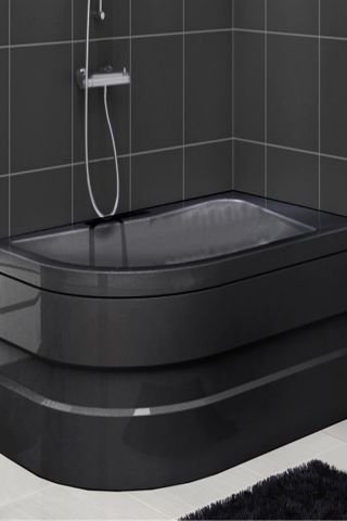 90x100 Cm Siyah Asimetrik Küvet Sağ