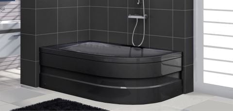 90x110 Cm Siyah Asimetrik Küvet Sol