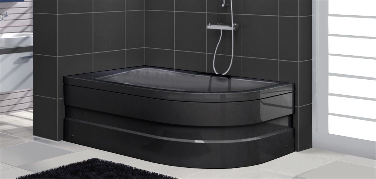 90x120 Cm Siyah Asimetrik Küvet Sol