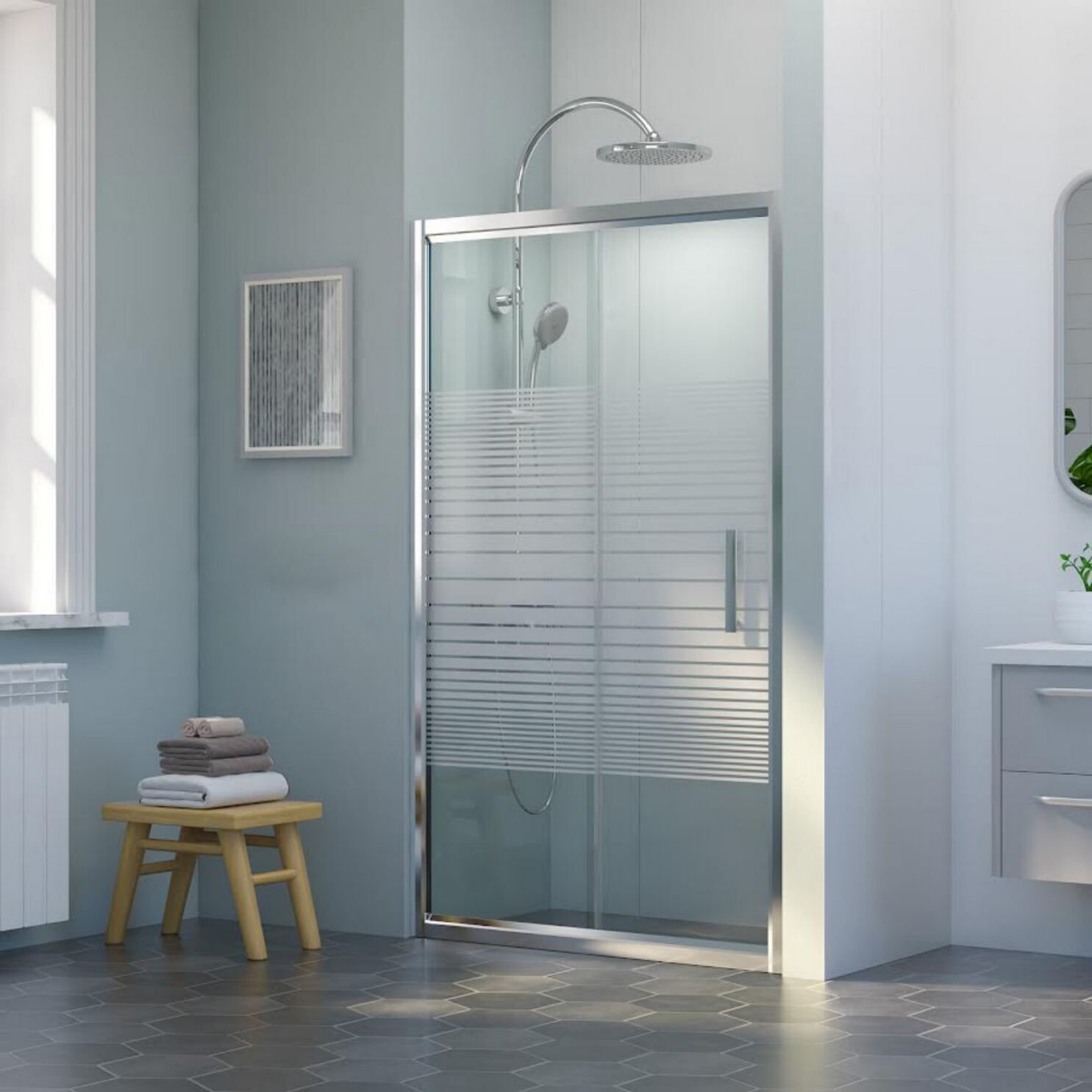 Nova Elementa İki Duvar Arası 1 Sabit 1 Sürgü Duşakabin