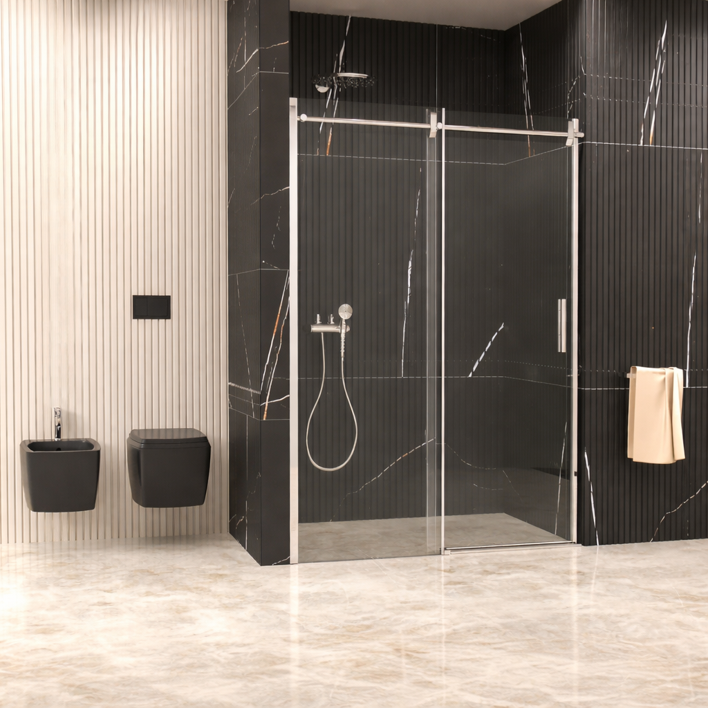 Krom Borulu Sistem İki Duvar Arası 1 Sabit 1 Sürgü Duşakabin