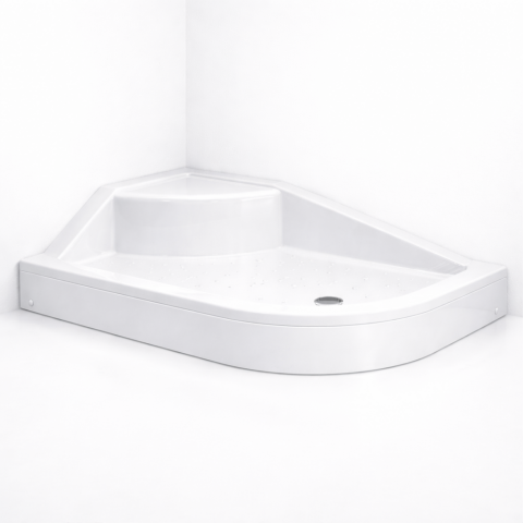 90x130 cm Asimetrik Oval Oturmalı Duş Teknesi Sol