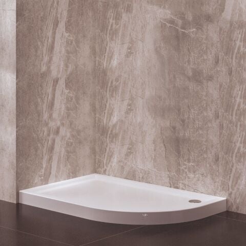 70x130 cm Monoblok Asimetrik Oval Duş Teknesi Sol