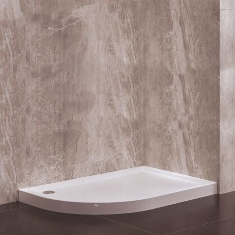 70x130 cm Monoblok Asimetrik Oval Duş Teknesi Sağ