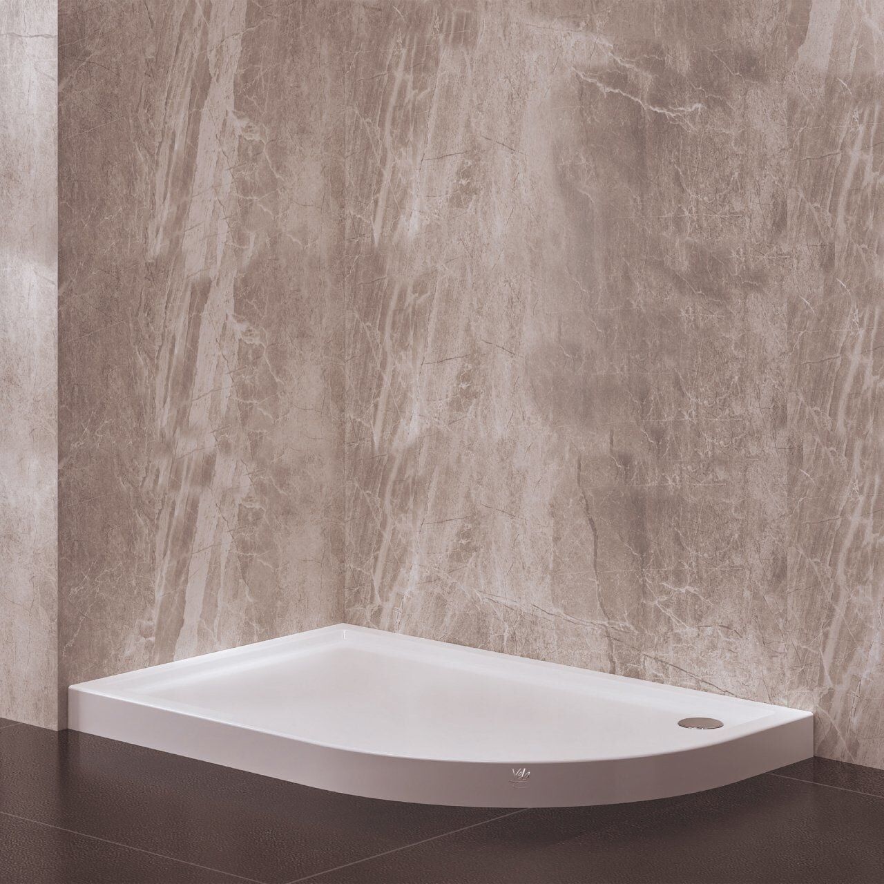 80x130 cm Monoblok Asimetrik Oval Duş Teknesi Sol