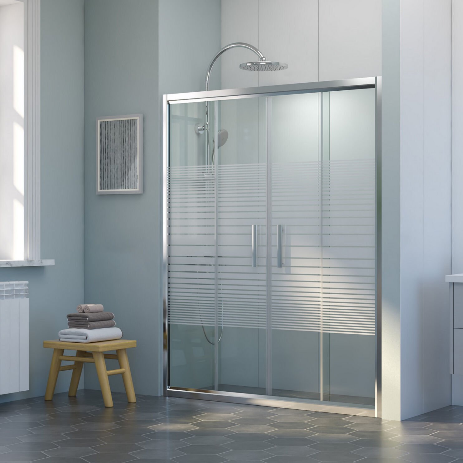 Nova Elementa Orta Açılır 2 Sabit 2 Sürgü Duşakabin