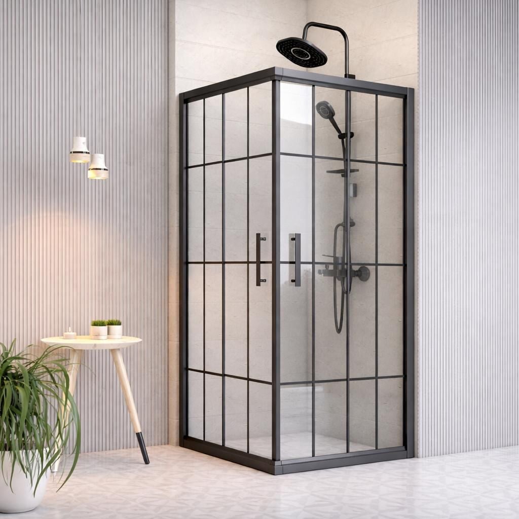 Siyah Desenli Duşakabin 100x100 Cm