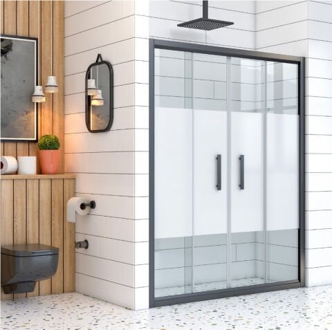 Siyah  2 Sabit 2 Sürgü Duşakabin