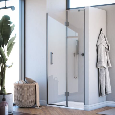 Aura Cristal Lüx Menteşeli Sistem iki Duvar Arası 1 Sabit 1 Çalışır Duşakabin