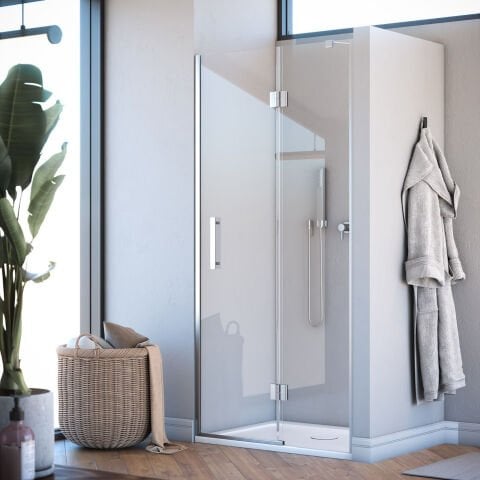 Aura Cristal Lüx 1 Sabit 1 Açılır Camdan Menteşeli Duşakabin