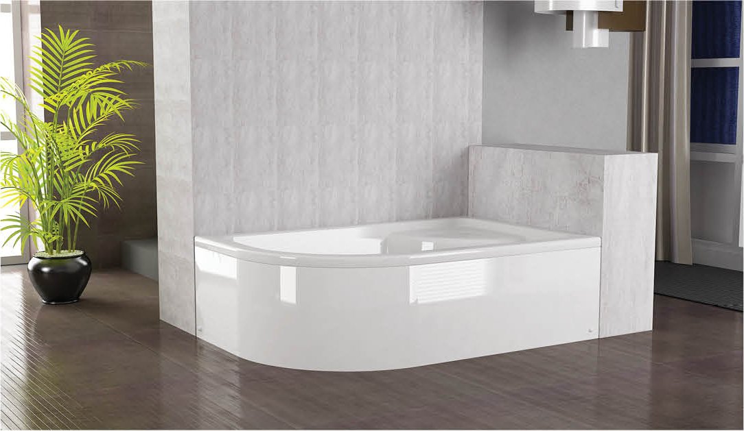 90x130 Cm Asimetrik Oval Oturmalı Mini Küvet Sağ