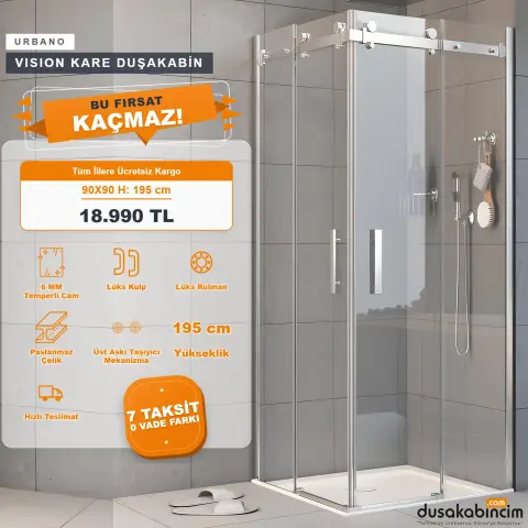 90x90 Urbano Vision Kare Duşakabin