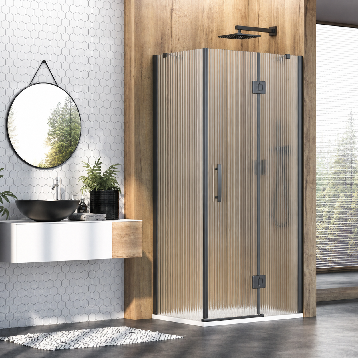 Nevrul Vivere Menteşeli Köşe Açılır 1 Sabit 1 Açılır Yan Panelli Duşakabin 80x130 CM