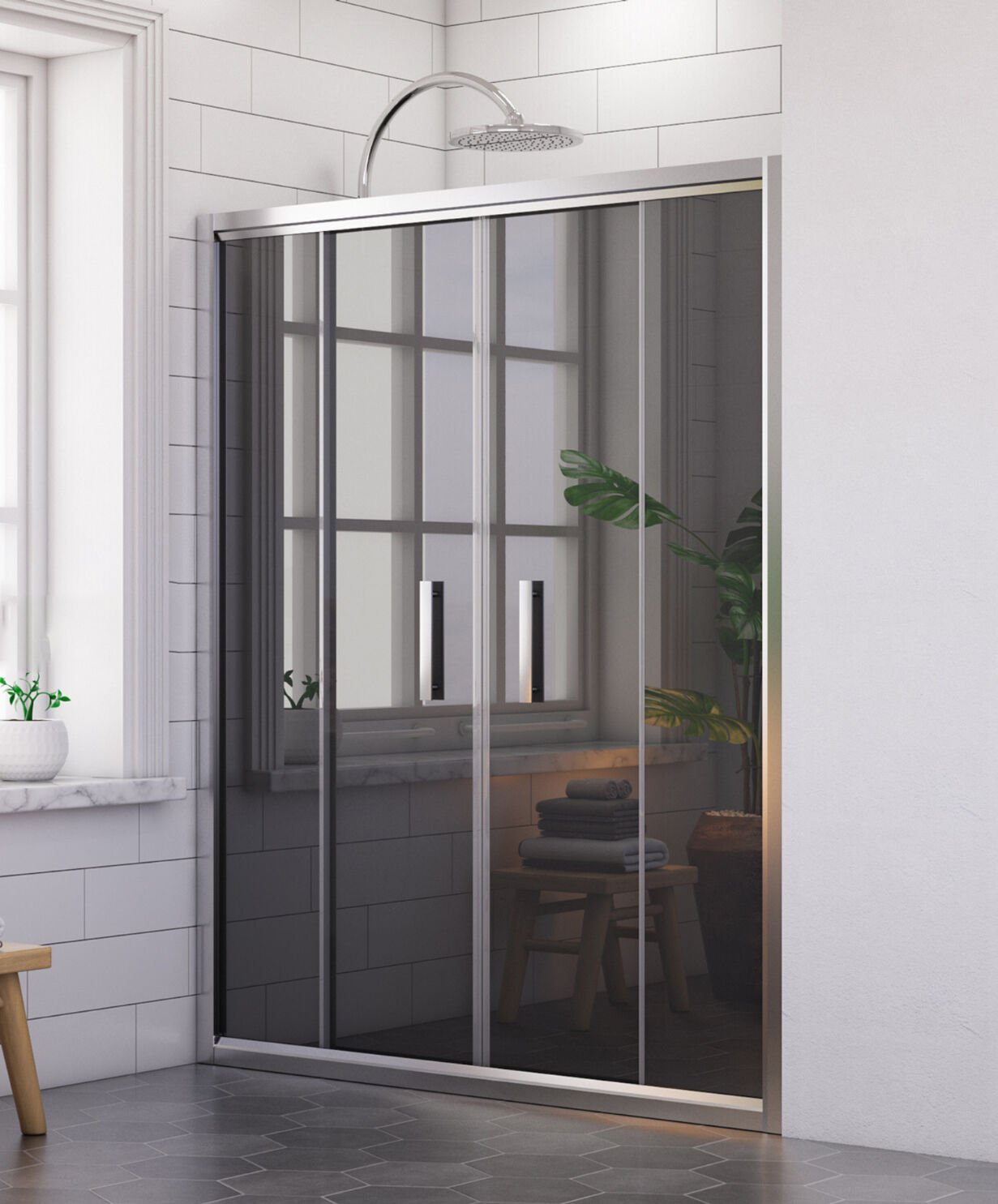 Nova Pure Orta Açılır 2 Sabit 2 Sürgü Duşakabin