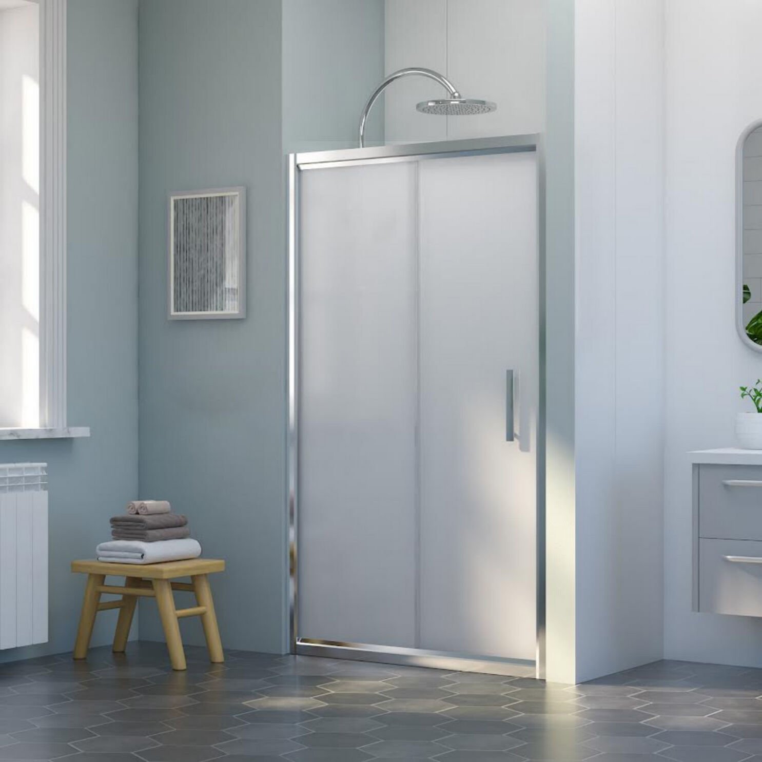 Nova Tempo İki Duvar Arası 1 Sabit 1 Sürgü Duşakabin