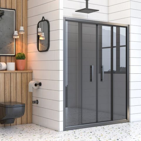 Mira Terra Füme Cam Orta Açılır 2 Sabit 2 Sürgü Duşakabin