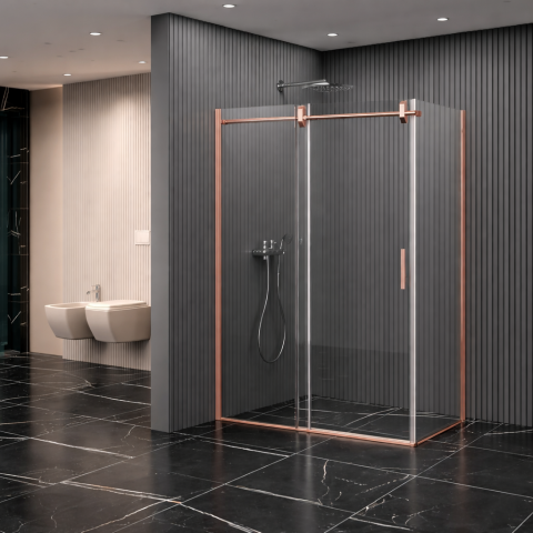 Dikdörtgen Borulu Sistem Cam Duşakabin Bakır Profil