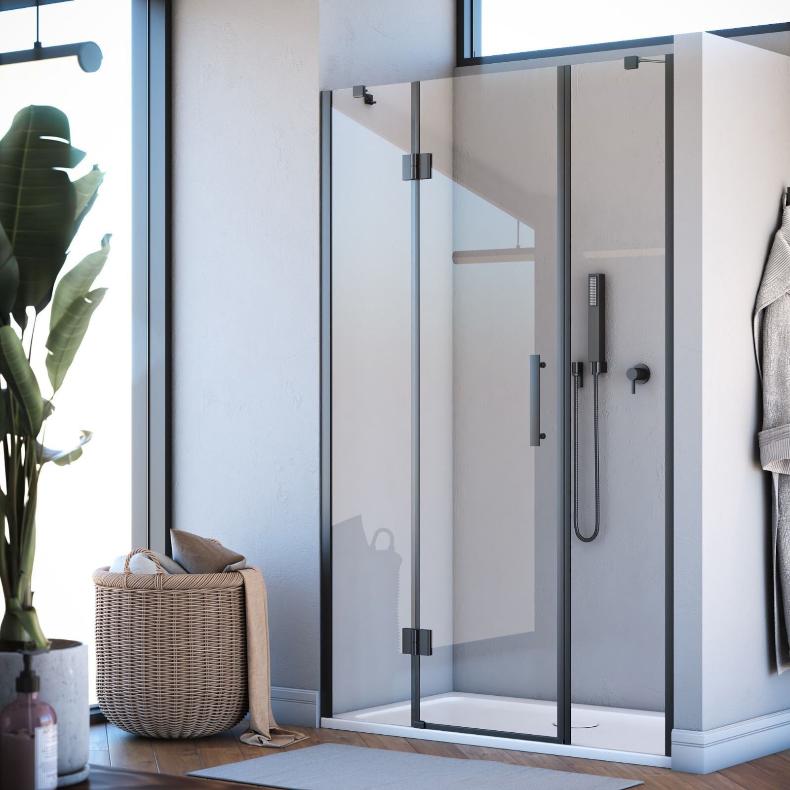 Aura Cristal Menteşeli Sistem iki Duvar Arası 2 Sabit 1 Çalışır Duşakabin