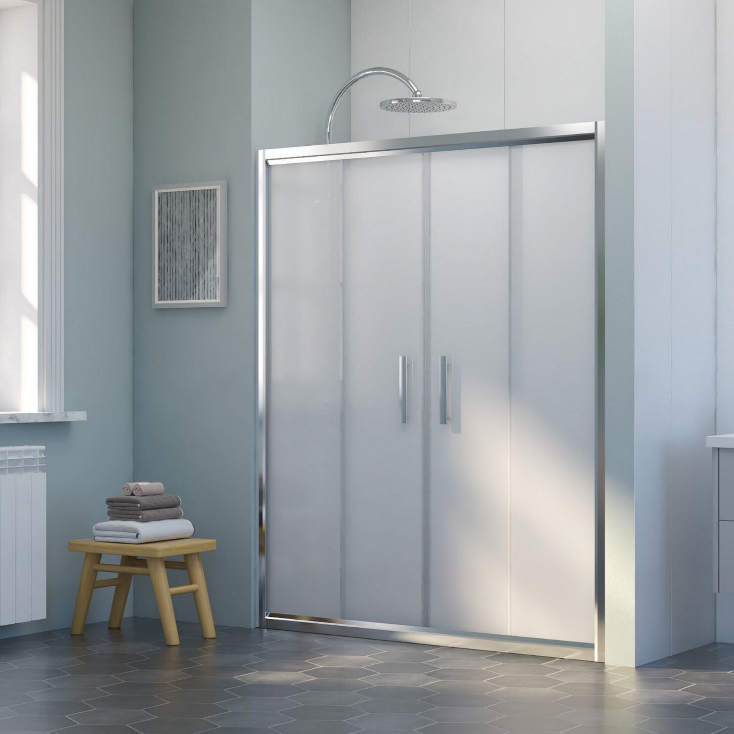 Nova Tempo Orta Açılır 2 Sabit 2 Sürgü Duşakabin