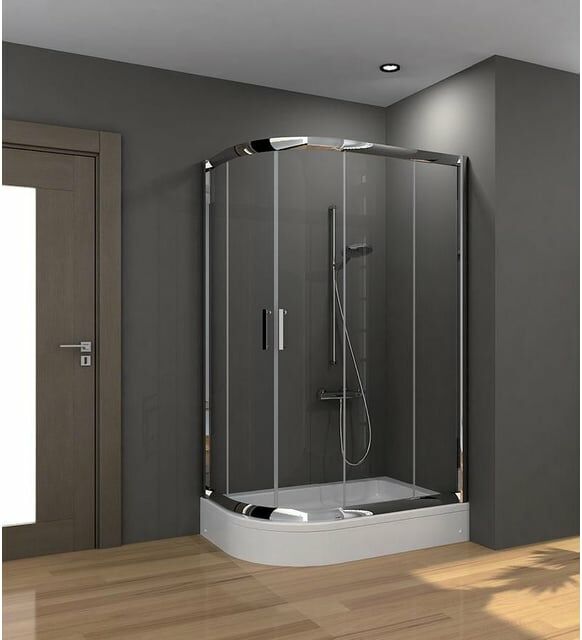 Asimetrik Oval Duşakabin + Tekne - SAĞ 70x90 CM - Şeffaf Cam