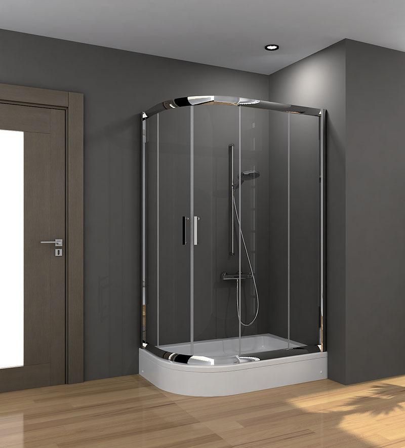 Asimetrik Oval Duşakabin + Tekne - SAĞ 70x100 CM - Desenli Cam