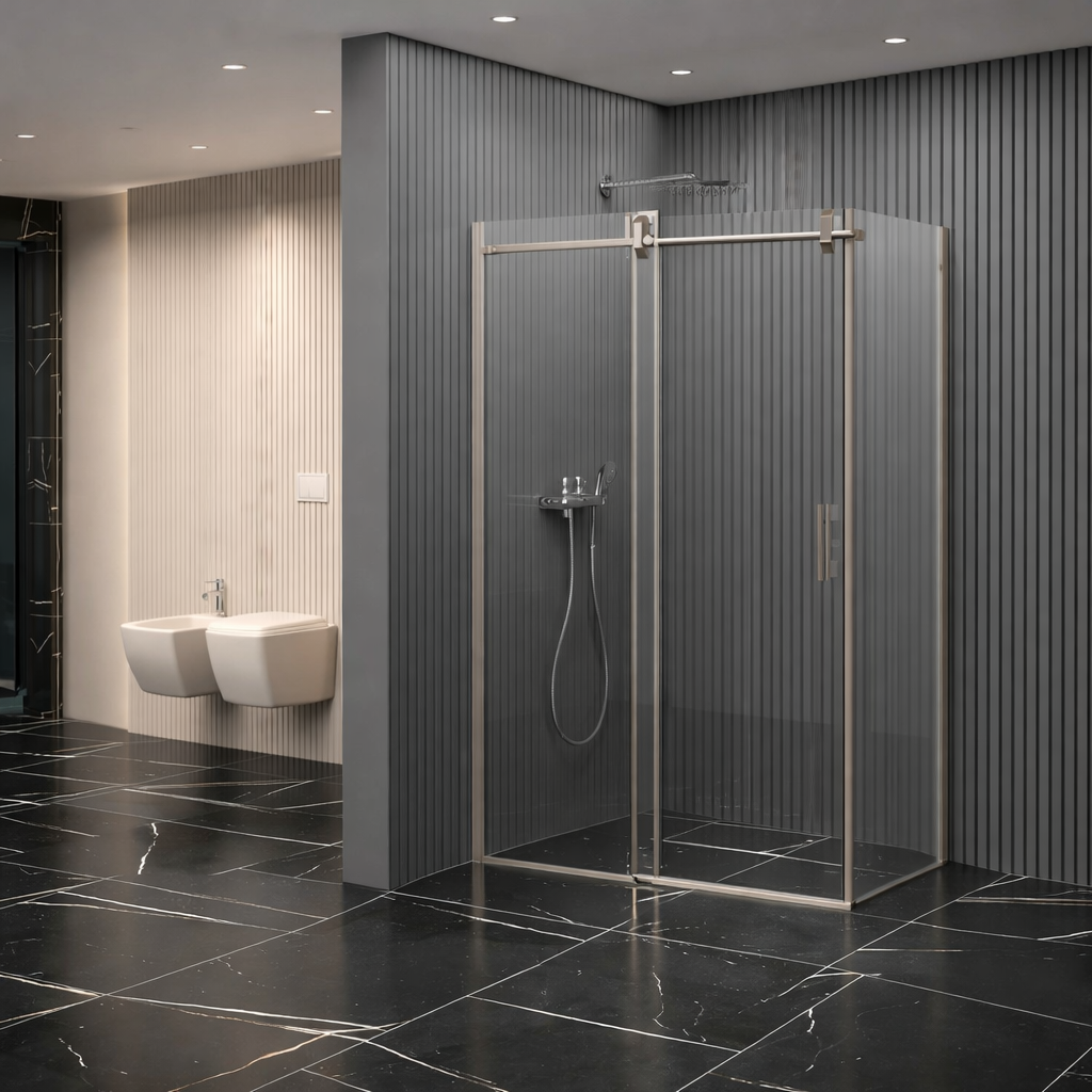 Dikdörtgen Borulu Sistem Cam Duşakabin Bronz Profil