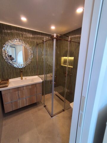 Kare Borulu Sistem Cam Duşakabin Teknesiz Bronz