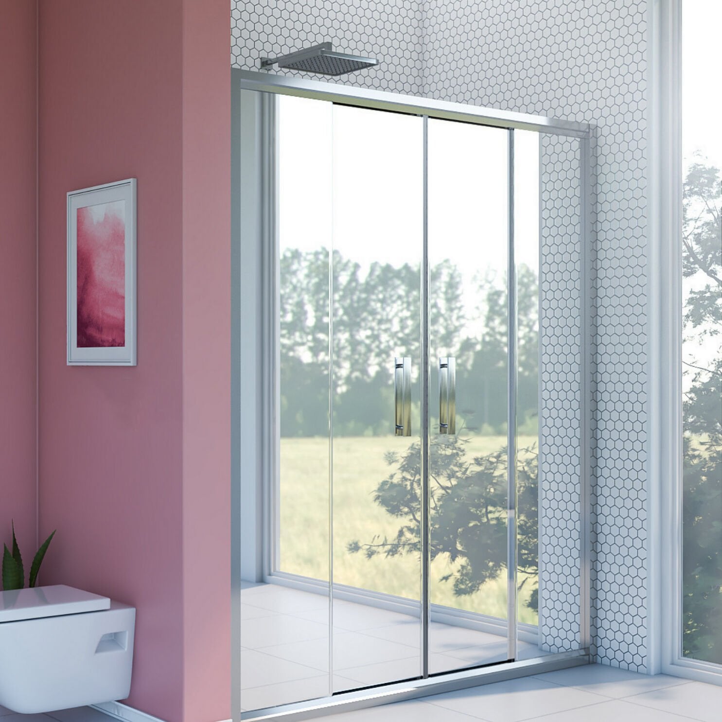 Nova Compact Reflekte Cam 2 Sabit 2 Sürgü Duşakabin