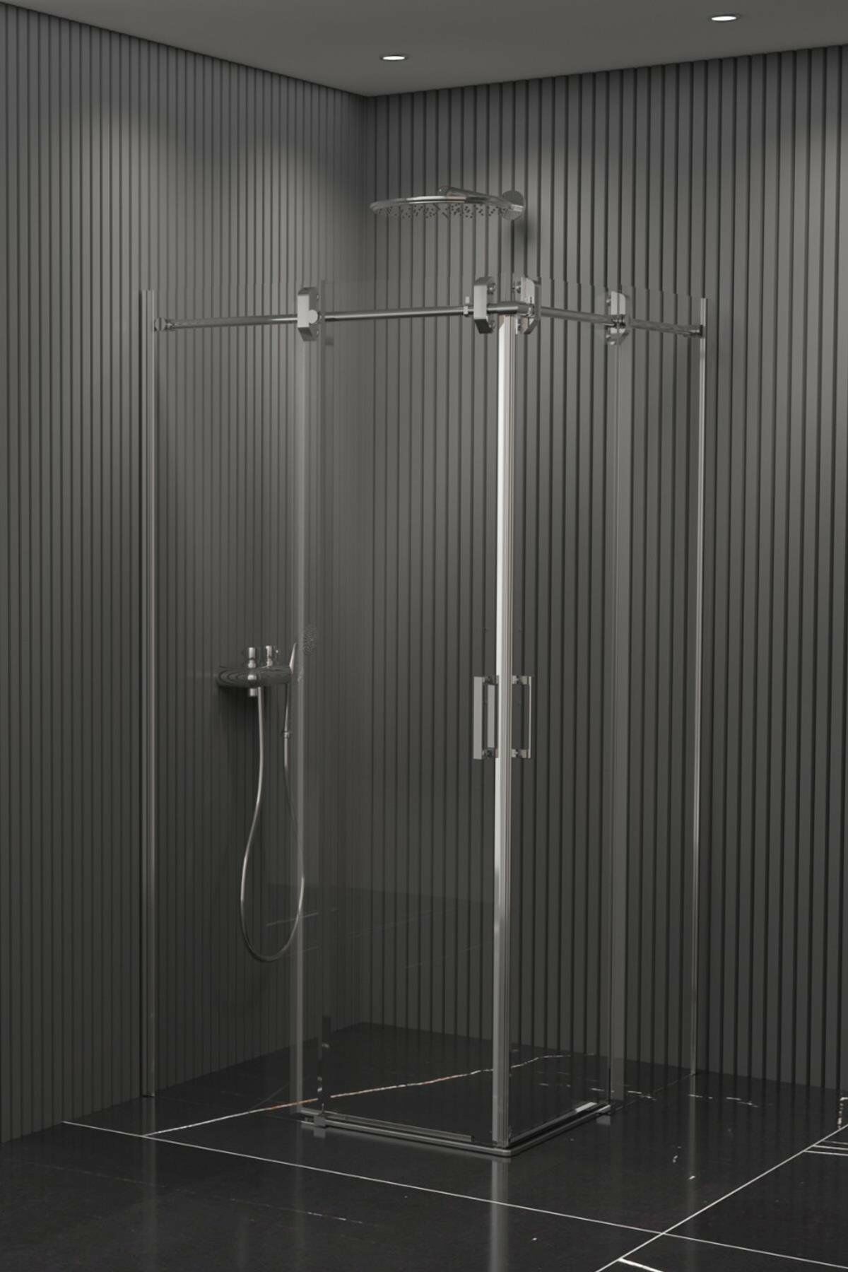 Kare Borulu Sistem Cam Duşakabin Teknesiz Bronz 100x100 Cm