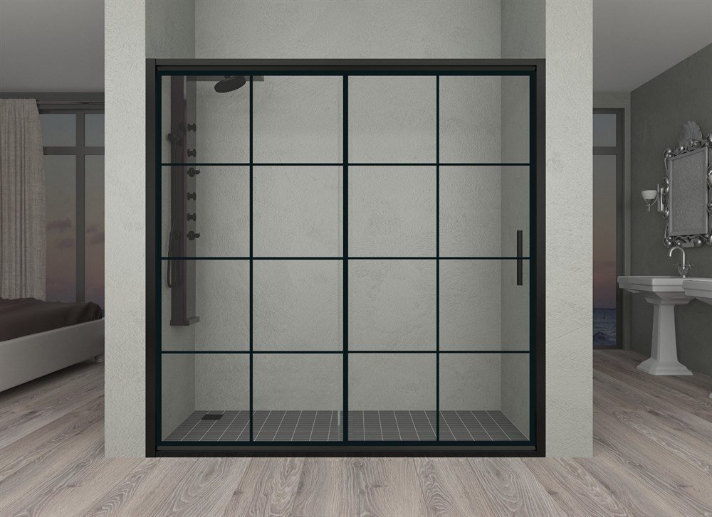 Dusakabincim İki Duvar Arası 1 Sabit 1 Sürgü Siyah Duşakabin 100 CM